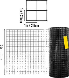 Recinzione in filo metallico saldato, rivestita in vinile, struttura a maglie durevoli, 24in x 50ft