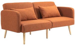 HOMCOM Divano letto 3 posti design clic clac schienale inclinabile e braccioli regolabili in tessuto effetto lino marrone