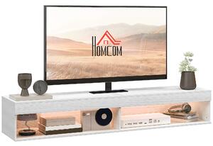 HOMCOM Mobile TV sospeso murale con illuminazione LED per TV fino a 75 pollici, ripiani, 180L x 40l x 30H cm, bianco