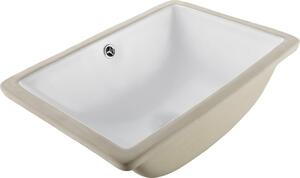 Lavabo da incasso - Lavabo rettangolare in Vetroceramica - 46 x 33 cm - Con troppopieno - Per bagno e bagno degli ospiti - Facile montaggio da incasso - Bianco
