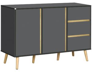 HOMCOM Buffet basso mobile portaoggetti su piedi stile scandinavo 2 ante 3 cassetti 120 x 40 x 80 cm grigio antracite