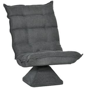HOMCOM Poltrona relax poltrona design capitonné inclinazione schienale regolabile girevole 360° rivestimento lino grigio melange