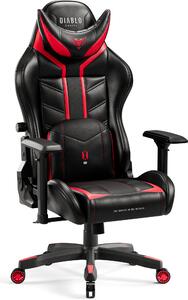 Diablo X- Ray Gaming Armchair Poltrona da ufficio 4D Braccioli Design ergonomico Similcuoio Perforazione Funzione dondolo Dimensioni normali Nero-Rosso