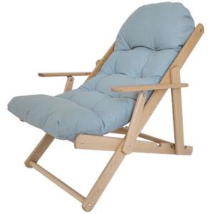 HOMCOM Poltrona Sedia da Salotto Pieghevole e reclinabile in Legno Poltrona Relax Confortevole con Cuscino trapuntato spesso