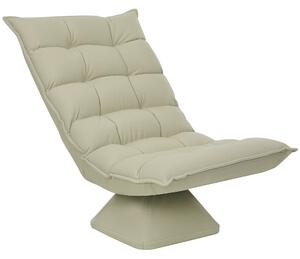 HOMCOM Poltrona relax poltrona da salotto design imbottita con schienale regolabile girevole a 360° rivestimento lino beige