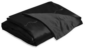 Coperta in raso, colore nero, 200x200 cm. Morbida e fresca, ideale per l'estate