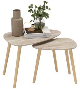 HOMCOM Set di 2 tavolini bassi sovrapposti dal design scandinavo gambe in legno e piani in legno, aspetto naturale