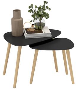 HOMCOM Set di 2 tavolini bassi design scandinavo piedi in legno e piano in legno, nero
