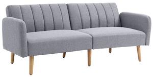 HOMCOM Divano Letto Convertibile 2 Posti Design Scandinavo Schienale regolabile 3 Posizioni Piedi in Legno Tessuto Effetto Lino Grigio
