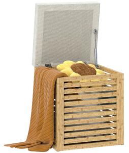 HOMCOM Cassapanca da storage pouf da storage 54.76 L design lamellato telaio in bamboo naturale 40 x 40 x 47 cm legno naturale