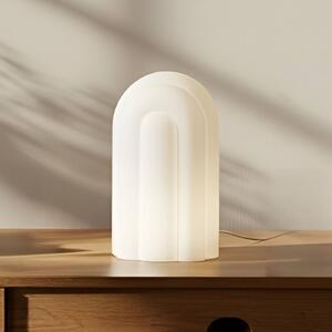 Lampada da tavolo a LED Lunja Lucande, dimmerabile, Bianco / Opale, Soggiorno / Sala da pranzo, Vetro, Moderno, Lampada da tavolo LED