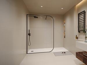 Parete da doccia walk-in curva 140 x 200 cm Nero opaco - DOUYANO