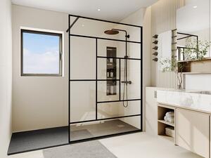 Parete per doccia walk in stile industriale 140 x 200 cm nero - SEFANA II