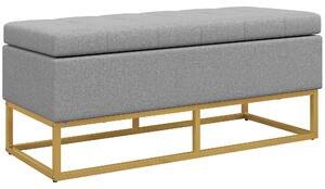 HOMCOM Panca fondo Letto di stoccaggio 2 in 1 con seduta trapuntata e piedi in acciaio, 110 x 44 x 48 cm, grigio e dorato | Aosom Italy