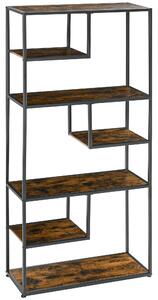 Mobile Libreria in Stile Industriale a 7 Livelli 83x34x180 cm in Legno e Acciaio Marrone