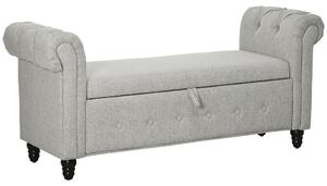 HOMCOM Panca banquette baule 2 in 1 in tessuto effetto lino con gambe in legno 146,5 x 49 x 72 cm grigio