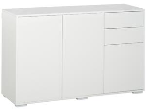 HOMCOM Buffet mobile portaoggetti 2 cassetti scorrevoli 3 porte ripiano regolabile pannelli di particelle 117 x 36 x 74 cm bianco