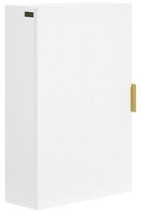 Pensile Mobile Bagno Sospeso con Anta Decorata 40x15x60 cm in MDF Bianco