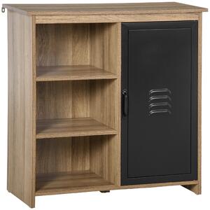 HOMCOM Buffet Industriale - Mobile da Salotto con 3 Nicchie Armadio - in Legno e Porta in Metallo Nero