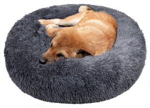 Cuccia a forma di ciambella per cani e gatti, 70 cm, color grigio scuro