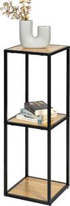 : Scaffale a colonna eluno in metallo nero opaco con 3 ripiani in legno, piedini regolabili in altezza, ideale come libreria, scaffale per il bagno o scaffale per il deposito, versatile e con ampio spazio per libri, piante e oggetti decorativi