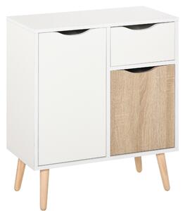 HOMCOM Buffet Meuble de Rangement Design scandinave 2 armadi cassetto Coulissant Legno Bianco rovere Chiaro