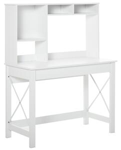 HOMCOM Scrivania con spazio di archiviazione, scrivania libreria in legno moderno con mensole e ampio piano per spazi ridotti ufficio a casa camera da letto, 105 x 50 x 137,5 cm, bianco
