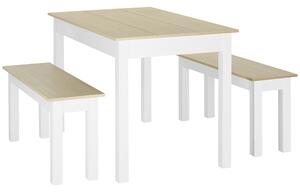 HOMCOM Set tavolo da pranzo 3 pezzi con 2 panche incassabili per 4-6 persone stile contemporaneo truciolato