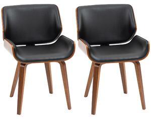 HOMCOM Set di 2 sedie da pranzo in stile vintage con sedile in rivestimento sintetico 53l x 54P x 81H cm nero marrone