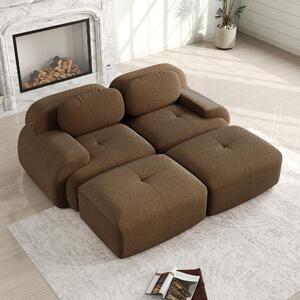 Divano a due posti, colore marrone corda, divano modulare con chaise longue, divano senza struttura con imbottitura in schiuma 32D, antiscivolo, dimensioni 208x178x70 cm
