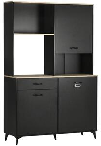 HOMCOM Buffet alto design industriale multi-stoccaggio, 3 porte con ripiano, cassetto, nicchia, ampio piano, nero in metallo | Aosom Italy