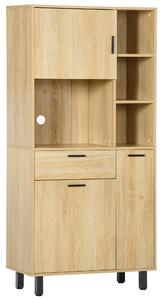 HOMCOM Buffet da cucina mobile da cucina multi-riserva con un cassetto, 3 armadi, 4 nicchie e passacavi altezza 166 cm