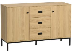 HOMCOM Mobile buffet da archiviazione 2 armadietti ripiano regolabile 3 cassetti stile contemporaneo - dim. 120L x 39,5l x 77H cm