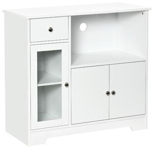 HOMCOM Mobile portamicroonde, buffet da cucina, armadio portaspezie, per cucina, sala da pranzo 90 x 40 x 82 cm vetro temperato e legno, bianco