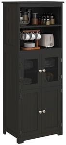 HOMCOM Credenza da cucina buffet vaisselier mobile da archiviazione multi-ripostiglio dim. 60L x 30P x 162H cm nero