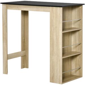 HOMCOM Tavolo da bar tavolo alto da cucina tavolo da bar - dim. 112L x 57P x 106H cm - 3 mensole - effetto rovere chiaro nero