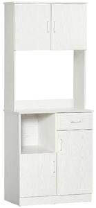 HOMCOM Credenza da cucina armoire de cuisine multi-rangements 4 ante 1 cassetto ripiano + grande piano 71 x 41 x 178 cm MDF bianco