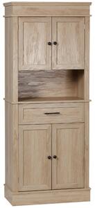 HOMCOM Credenza da cucina buffet con armadi, ripiani regolabili, cassetto e nicchia, stile moderno per sala da pranzo, soggiorno, 74 x 39,5 x 183 cm, quercia chiara