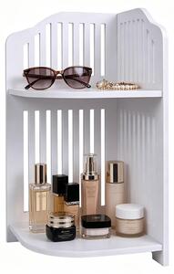 Scaffale angolare a 2 livelli per cosmetici e articoli decorativi
