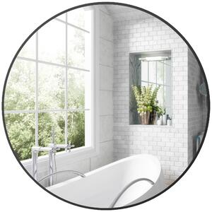 HOMCOM Specchio rotondo specchio bagno cornice in metallo facile da installare, per camera da letto, soggiorno, ingresso, Ø 70 x 2,5 cm nero