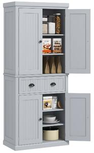 HOMCOM Credenza da cucina buffet cucina multi-ripiani ripiani regolabili 4 porte e grande cassetto 76,2 x 40,2 x 183 cm grigio