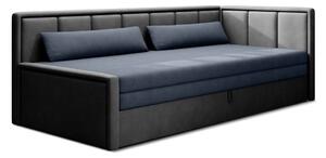 Divano blu/grigio allungabile/con contenitore e rivestimento in ciniglia 214 cm Fulgeo – ELTAP