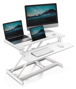 VonHaus Rialzo per Scrivania Sit-Stand, Bianco, 80 x 40 cm, con Ripiano per Tastiera e Supporto per Tablet