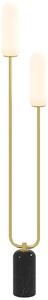 Lampada da Terra a U con 2 Luci 26x12x150 cm Interruttore a Pedale e Base in Marmo Bianco Nero e Oro