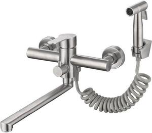 Rubinetto da cucina - a parete - orientabile a 360 gradi - in acciaio inox