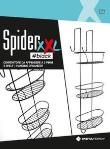 Mensola box doccia Spider xxl black cestello gancio 3piani 3 ripiani nero opaco