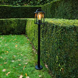 LUTEC Lampione KELSEY, nero, altezza 104 cm, metallo, IP44, E27 dimmerabile, Nero, Alluminio, Moderno