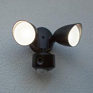 LUTEC Proiettore da esterno con sensore LED SHRIMP nero 20 W a 2 luci IP54, Nero, Alluminio, Moderno, Applique da esterni