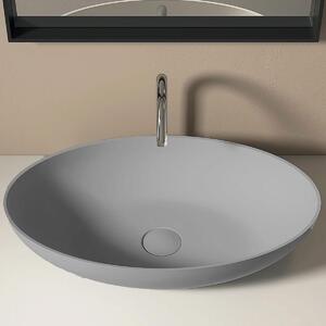 Lavandino ovale grigio chiaro in solid surface oval - Olimpo Docce