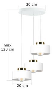 Lampadario a sospensione con cavo IGNIA 3xE27/60W/230V bianco/oro